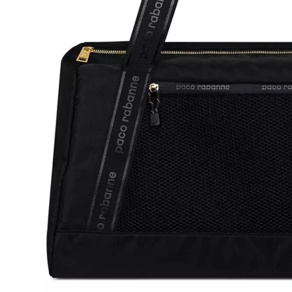 PACO RABANNE Weekender Bag in Black w Logo Strap